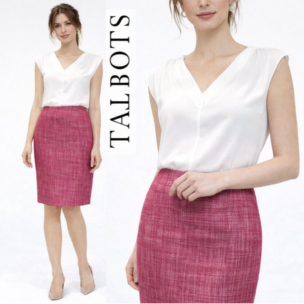 Talbots Fuchsia Tweed Pencil Skirt Classic Office Career Textured Size 4